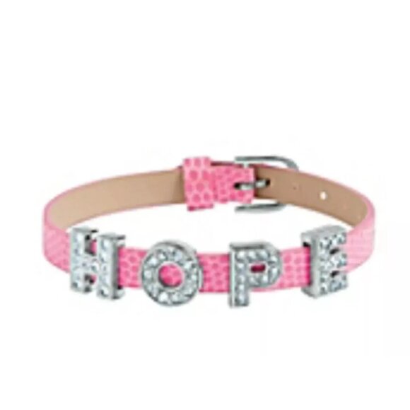 HOPE Faux Leather Adjustable HOPE Charm Slide Bracelet Breast Cancer Awareness - Picture 1 of 2